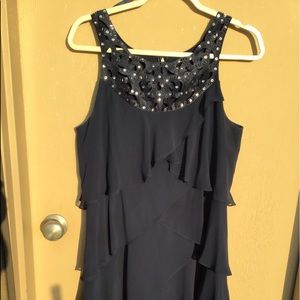 Navy Blue Ruffled Dress by SLNY